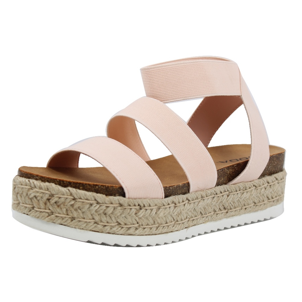 Size 6 Blush Open Toe Two Band Strap Ankle Strap - Picture 2 of 5